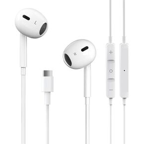USB C Headphones for iPhone 16/15 Pro Max Plus Type C Earbuds Wired Earphones with Mic & Remote Control Noise Cancelling for iPhone 16/15 pro, iPad Pro, Galaxy S23/S22/S21/S20/Ultra Note 10/20