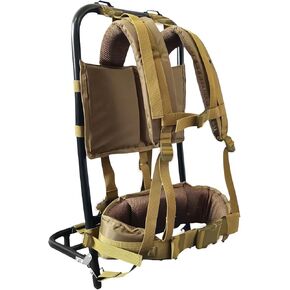 Pack Frame with Attachments - External Aluminum Frame Hiking Backpacks, rip-stop Nylon Fabric, Supports up to 132 lbs, Lightweight, portable and adjustable, for Camping, Hiking, Hunting (Khaki)