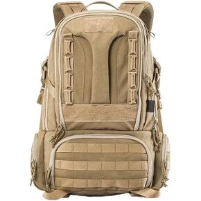 Hiking Bag 45L 1000D Nylon Camouflage Outdoor Sports Climbing Backpacks Men(TAN)