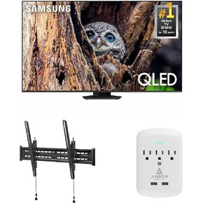 Samsung QN85Q80DDFXZA 85 Inch QLED 4K Smart TV with a Walts TV Large/Extra Large Full Motion Mount for 43"-90" Compatible TVs and Amber Protection 3-Outlet-Surge Surge Protector (2025)