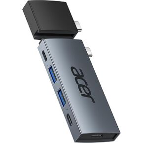 Acer USB C Hub for MacBook Pro/Air M1 M2 M3, 6 in 2 Detachable 4K@60Hz USB C to HDMI Adapter with 2 USBA & 2 USBC 3.0 Data Ports, 100W PD Charging, USBC to USB Dongle Adapter
