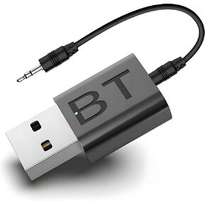 Mini 2-in-1 USB Bluetooth Receiver,Bluetooth 5.4 Wireless Audio Adapter 3.5mm Car Kit Music Receiver for Home/Car Stereo Sound System, Portable Speskers, (Aux in) with 3.5mm Cable