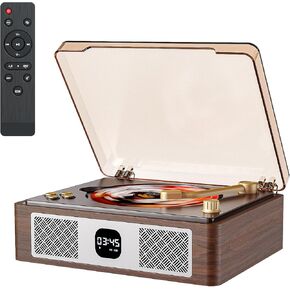 مشغل أقراص مضغوط بلوتوث الحنين إلى المنزل ، مكبرات صوت HIFI المدمجة مع شاشة شاشة LCD ، تدعم تمزيق USB/راديو بصري/محوري/3.5 مم/FM مع الجوز البني عن بعد التحكم عن بعد.