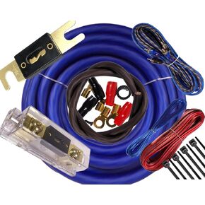 Audiobank BCC4AR Complete 4 Gauge 4500 Watts Car Amplifier Installation Power Amp Wiring Kit Inline AGU Fuse Holder & 80A /100A Fuse and All The Accessories/Terminal Included Blue