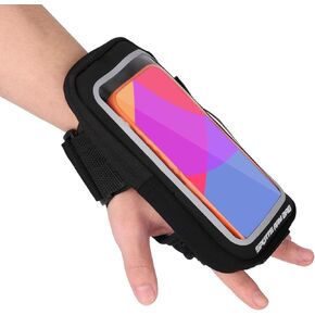 Wristband Phone Holder for Running, Black Handheld Grip Phone Holder Running Armband Wristband Frearm Band for iPhone Pro Max Plus (16/15/14/13/12/11/X/XR) Galaxy S24/S10
