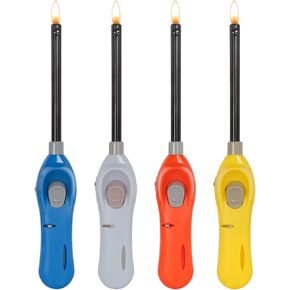 4 Pack Candle Lighters Multipurpose Extended Long Gas Lighter Wand Refillable for Kitchen Fireplace Pilot Light DIY BBQ Grill Stove (Butane Included)