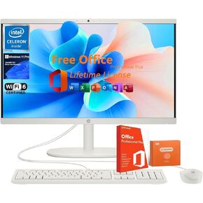 HP All in One Desktop Computer for Home, Intel Celeron J4025, 21.5 inch FHD Anti-Glare, WiFi 6, 32 GB DDR4, 1 TB SSD, Wired KB & Mouse, Win 11 Pro & Office Pro Lifetime License, w/Accessories