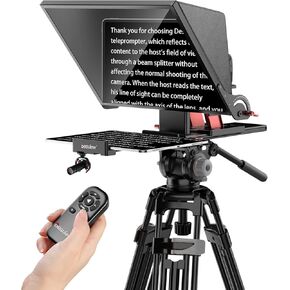 Desview P17 Teleprompter Aluminium Alloy Prompter with Carry Case - Compatible with DSLR Cameras, Camcorders, Smartphones & Tablets for Video Recording