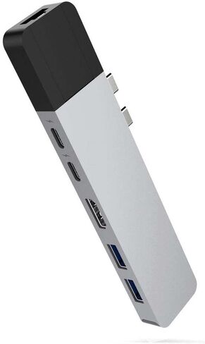 محول HyperDrive Mac USB C Hub، Sanho USB Type C متعدد المنافذ Hub MacBook Pro 2020 2019 2018-2016، MacBook Air 8 في 2 دونغل مع USB-C 100W PD، 4K HDMI، MiniDP، قارئ بطاقة microSD/SD، 2xUSB أ- الفضة in Kuwait
