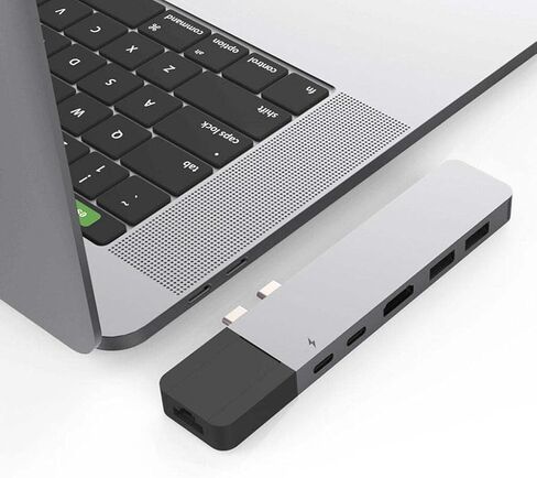 محول HyperDrive Mac USB C Hub، Sanho USB Type C متعدد المنافذ Hub MacBook Pro 2020 2019 2018-2016، MacBook Air 8 في 2 دونغل مع USB-C 100W PD، 4K HDMI، MiniDP، قارئ بطاقة microSD/SD، 2xUSB أ- الفضة in Kuwait