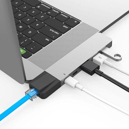 محول HyperDrive Mac USB C Hub، Sanho USB Type C متعدد المنافذ Hub MacBook Pro 2020 2019 2018-2016، MacBook Air 8 في 2 دونغل مع USB-C 100W PD، 4K HDMI، MiniDP، قارئ بطاقة microSD/SD، 2xUSB أ- الفضة in Kuwait