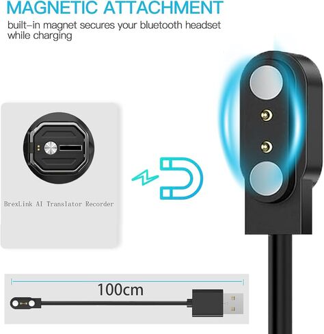 متوافق مع شاحن مسجل مترجم Brexlink AI ، شاحن بديل مغناطيسي متوافق مع مسجل مترجم Brexlink AI (2 Pack-Black+White) in Saudi Arabia