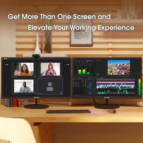 Kado Dual Monitor Setup - 2-Pack 27" Curved 1500R 1920x1080 Computer Monitor 75Hz VESA Mount HDMI Office Gaming Built-in Speakers (C27 Dual Series) in Kuwait