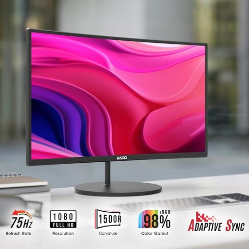 Kado Dual Monitor Setup - 2-Pack 27" Curved 1500R 1920x1080 Computer Monitor 75Hz VESA Mount HDMI Office Gaming Built-in Speakers (C27 Dual Series) in Kuwait