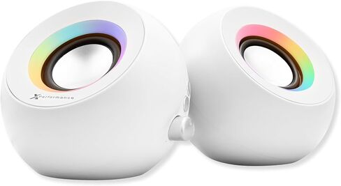 X9 Performance مكبرات صوت أبيض للكمبيوتر مع إضاءة RGB ، Bluetooth ، USB ، و AUX - توصيل الوضع الثلاثي ، برامج تشغيل مزدوجة 2.25 بوصة للعمل واللعب ، مكبرات صوت مكتب Bluetooth للكمبيوتر الشخصي - أبيض in Kuwait