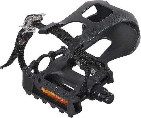 دواسات دراجة DRBIKE مع قفص وأشرطة لمشبك أصابع القدم للدراجة الداخلية والدراجات الخارجية مقاس 9/16 بوصة دواسات دراجة من سبيكة المغزل بديلة للدراجة الثابتة زوج واحد in Saudi Arabia