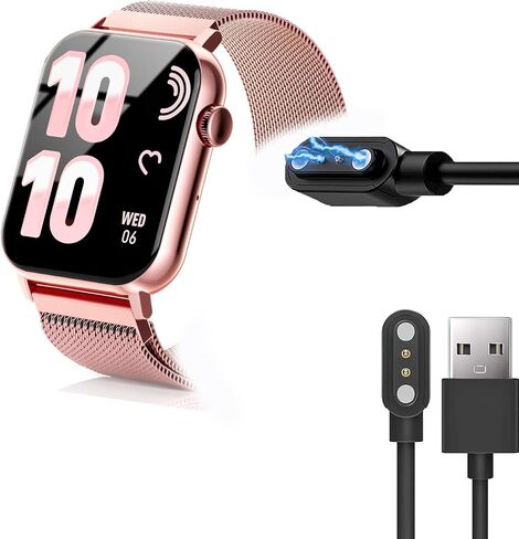 Compatible with Trendia Smart Watches Charger, 1M Magnetic Replacement Charging Compatible for Trendia TG09 1.83" Smart Watches (2 Pack-Black+White, 7.62mm Charger) in Saudi Arabia