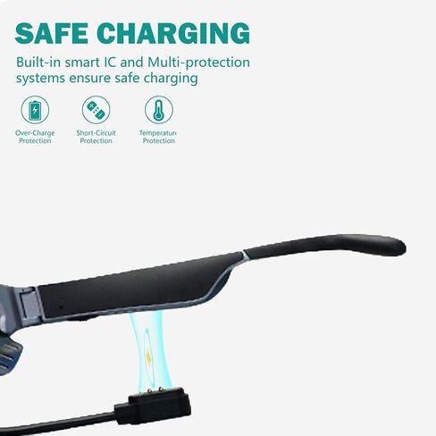 Compatible with Delhi Tornado Smart Glasses Charger, Magnetic Replacement Charger Compatible for Delhi Tornado KY02, KY03 Smart Glasses (2 Pack-Black+White, for ky02, ky03) in Saudi Arabia