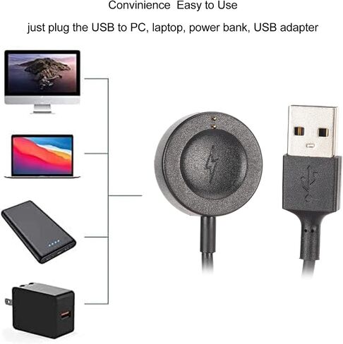 Smart Watch Charger, Magnetic Charging Cable for Gen 6/5 / 4 Sport for Kors Gen 6 / 5E / 5/4 Smart Watch (Black) in Saudi Arabia