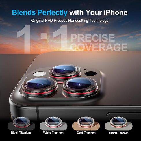 X-it for 2 Pack iPhone 16 Pro Max/15 Pro Max/14 Pro Max/14 Pro/15 Pro/iPhone 16 Pro Camera Lens Protector, Military-Grade Shatterproof Ultra HD 9H Tempered Glass iPhone Camera Lens Protector,Black Red in Saudi Arabia