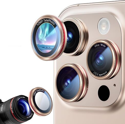 X-it for 2 Pack iPhone 16 Pro Max/15 Pro Max/14 Pro Max/14 Pro/15 Pro/iPhone 16 Pro Camera Lens Protector, Military-Grade Shatterproof Ultra HD 9H Tempered Glass iPhone Camera Lens Protector,Black Red in Saudi Arabia