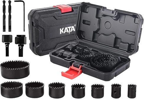 مجموعة منشار ثقب الكربيد 7 قطع من كاتا 1/2 بوصة - 2-1/2 بوصة (15 مم - 64 مم) مجموعة مناشير ثقب مع مثقاب مركزي ومحول، مثالية لقطع الطوب والجص والخشب الرقائقي والبولي فينيل كلوريد in Kuwait