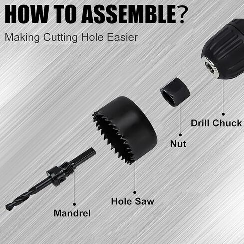 مجموعة منشار ثقب الكربيد 7 قطع من كاتا 1/2 بوصة - 2-1/2 بوصة (15 مم - 64 مم) مجموعة مناشير ثقب مع مثقاب مركزي ومحول، مثالية لقطع الطوب والجص والخشب الرقائقي والبولي فينيل كلوريد in Kuwait