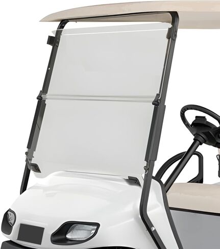 Ezgo Golf Cart Windshield Ezgo TXT استبدال الزجاج الأمامي لعام 1995 إلى 2013 Ezgo TXT ونماذج Medalist مع حماية ملونة قابلة للطي من الأشعة فوق البنفسجية ودرع أكريليك مقاوم للصدمات in Kuwait