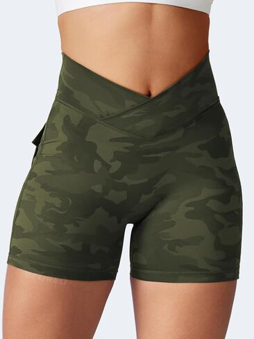 YEOREO Scrunch Workout Shorts with Pockets Charm Gym Biker Shorts for Women High Waisted Yoga Booty Shorts Light Blue S in Saudi Arabia