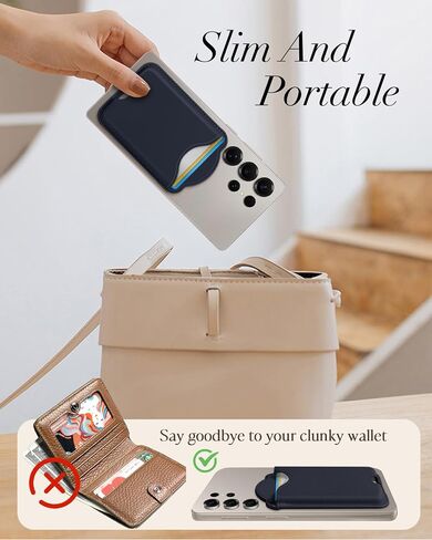 Shorogyt Compatible with Magsafe Wallet Magnetic Card Holder - Phone Wallet for Samsung Galaxy S25 Series, for iPhone 16/15/14/13/12 Series for Women Men for Apple Mag RFID Magnet Fit 3 Cards, Black in Kuwait