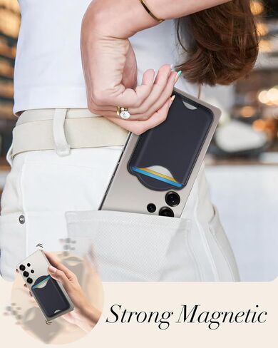 Shorogyt Compatible with Magsafe Wallet Magnetic Card Holder - Phone Wallet for Samsung Galaxy S25 Series, for iPhone 16/15/14/13/12 Series for Women Men for Apple Mag RFID Magnet Fit 3 Cards, Black in Kuwait