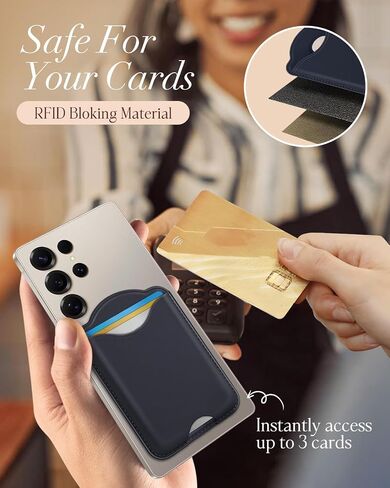 Shorogyt Compatible with Magsafe Wallet Magnetic Card Holder - Phone Wallet for Samsung Galaxy S25 Series, for iPhone 16/15/14/13/12 Series for Women Men for Apple Mag RFID Magnet Fit 3 Cards, Black in Kuwait
