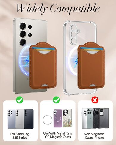 Shorogyt Compatible with Magsafe Wallet Magnetic Card Holder - Phone Wallet for Samsung Galaxy S25 Series, for iPhone 16/15/14/13/12 Series for Women Men for Apple Mag RFID Magnet Fit 3 Cards, Black in Kuwait