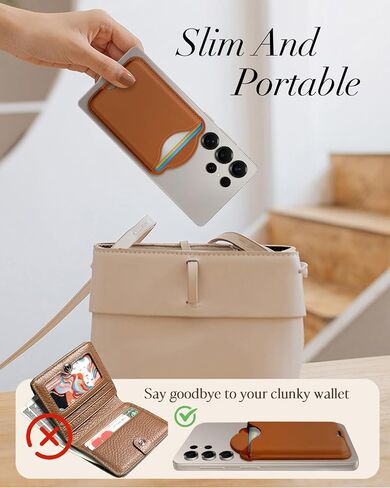 Shorogyt Compatible with Magsafe Wallet Magnetic Card Holder - Phone Wallet for Samsung Galaxy S25 Series, for iPhone 16/15/14/13/12 Series for Women Men for Apple Mag RFID Magnet Fit 3 Cards, Black in Kuwait