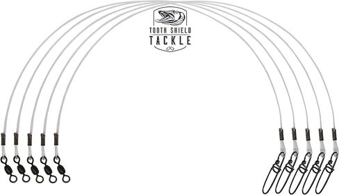 5 Pack 130 lb. Premium Fluorocarbon Tooth Shield Tackle Musky Leaders Muskie Pike Leader (Crane Swivel) in Saudi Arabia