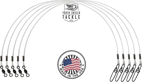 5 Pack 130 lb. Premium Fluorocarbon Tooth Shield Tackle Musky Leaders Muskie Pike Leader (Crane Swivel) in Saudi Arabia