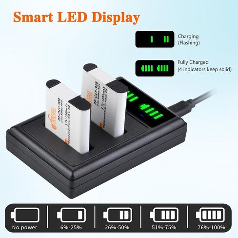 Pickle Power 2 حزمة بطارية LI-92B LI-90B وشاحن مزدوج LED متوافق مع Olympus Tough TG-5 TG-6 TG-4 TG-3 TG-2 TG-1 TG-Tracker SH-50 iHS SH-60 XZ-2 iHS SH-1 SH-2 SP-100 (ليس لـ SP-700) in Kuwait