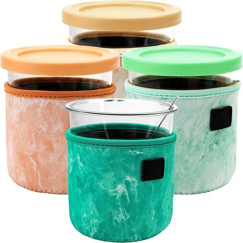 4 Pack Ice Cream Sleeve Neoprene Sleeve for Ninja Creami Accessories, Reusable Insulated Sleeves for NC301 NC300 NC299AMZ Series (16oz B) in Kuwait