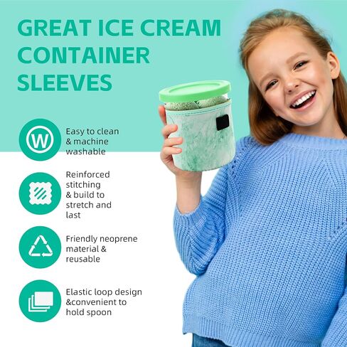 4 Pack Ice Cream Sleeve Neoprene Sleeve for Ninja Creami Accessories, Reusable Insulated Sleeves for NC301 NC300 NC299AMZ Series (16oz B) in Kuwait