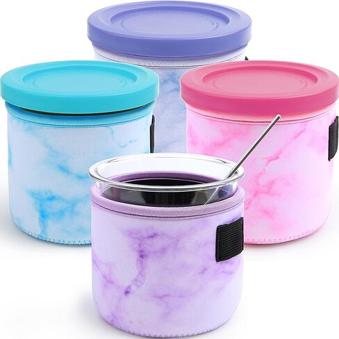 4 Pack Ice Cream Sleeve Neoprene Sleeve for Ninja Creami Accessories, Reusable Insulated Sleeves for NC301 NC300 NC299AMZ Series (16oz B) in Kuwait