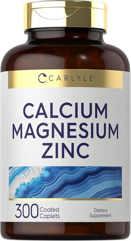Calcium Magnesium Zinc | 400 Caplets Value Size | Vegetarian, Non-GMO, Gluten Free Supplement | by Carlyle in Saudi Arabia