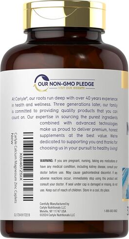 Calcium Magnesium Zinc | 400 Caplets Value Size | Vegetarian, Non-GMO, Gluten Free Supplement | by Carlyle in Saudi Arabia