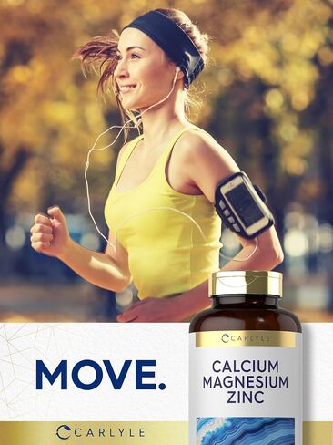 Calcium Magnesium Zinc | 400 Caplets Value Size | Vegetarian, Non-GMO, Gluten Free Supplement | by Carlyle in Saudi Arabia