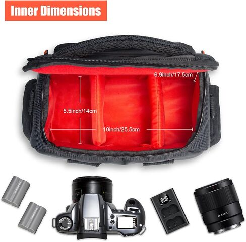 FOSOTO DSLR Camera Shoulder Bag Case Compatible for Canon EOS Rebel T7 T6 4000D 80D 90D 6D Mark II,Nikon D3500 D3400 D5600 D60 D750,Sony SLR and Lenses (Large) in Kuwait