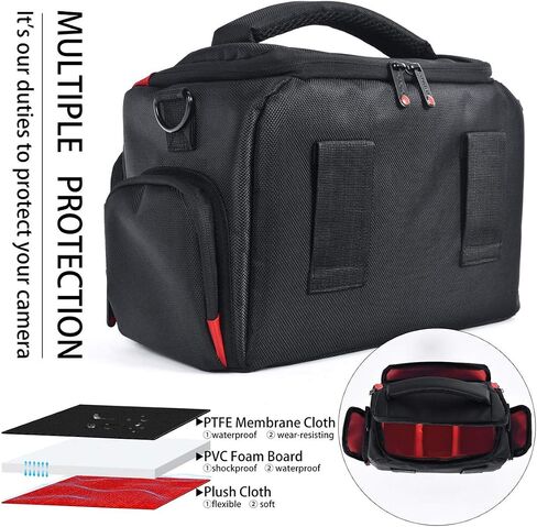 FOSOTO DSLR Camera Shoulder Bag Case Compatible for Canon EOS Rebel T7 T6 4000D 80D 90D 6D Mark II,Nikon D3500 D3400 D5600 D60 D750,Sony SLR and Lenses (Large) in Kuwait