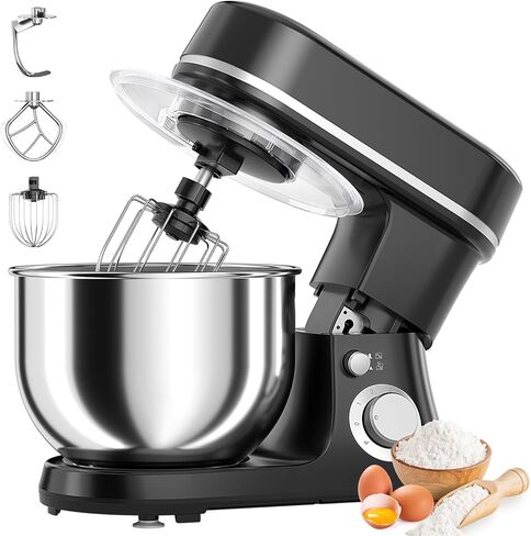 800W Stand Mixer with 5.3QT Bowl, 6-Speed with Pulse Electric Kitchen Mixer, Food Mixer with Dough Hook, Whisk, Beater Tilt-Head & Non-Slip Base for Cookie, Cake, Bread & Baking-Black in Kuwait