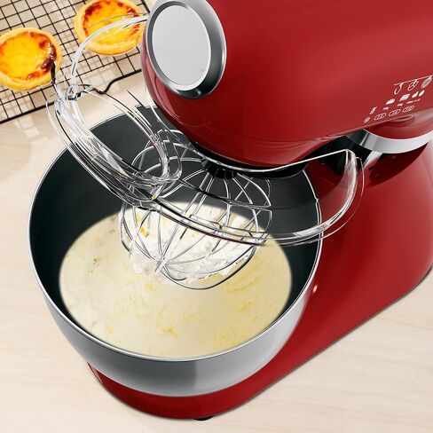 Stand Mixer,12 Speed Tilt-Head Electric Mixer With 5.3 Quart Stainless Steel Mixing Bowl, Portable Kitchen Mixer With Whisk, Dough Hook, Beater & Baking Spatula, Red in Kuwait