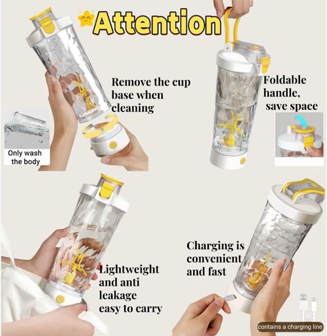 Self Electric Protein Shaker Bottle Automatic Stirring Coffee Cup Portable Sports Mixer Mug Lightweight Large Capacity (Black) in Saudi Arabia