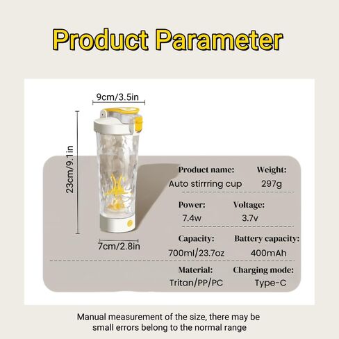 Self Electric Protein Shaker Bottle Automatic Stirring Coffee Cup Portable Sports Mixer Mug Lightweight Large Capacity (Black) in Saudi Arabia