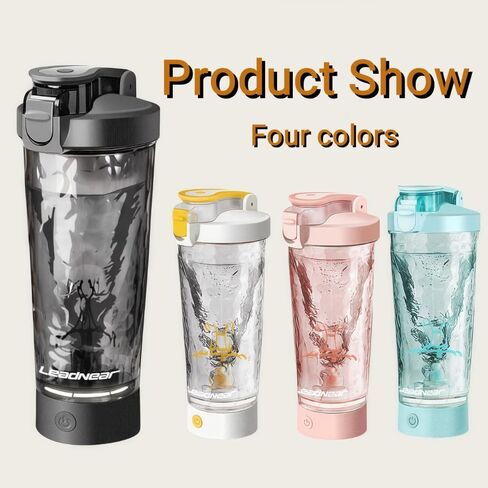Self Electric Protein Shaker Bottle Automatic Stirring Coffee Cup Portable Sports Mixer Mug Lightweight Large Capacity (Black) in Saudi Arabia